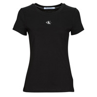 vaatteet Naiset Lyhythihainen t-paita Calvin Klein Jeans MICRO MONO LOGO SLIM Musta