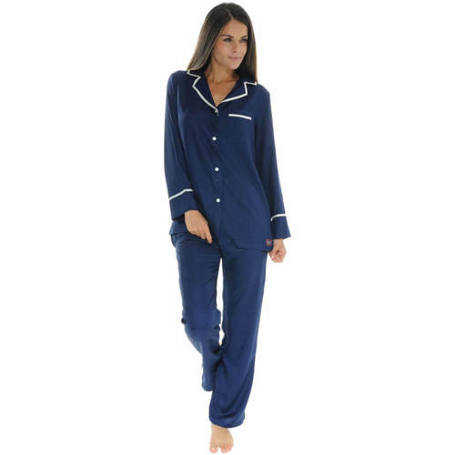 vaatteet Naiset pyjamat / yöpaidat Le Pyjama Français ROANNAISE Sininen