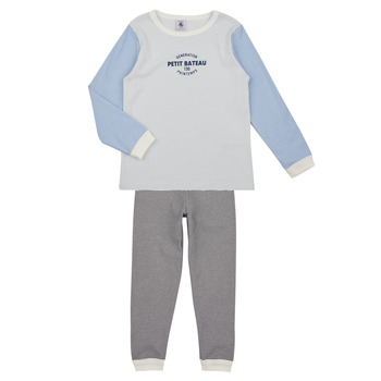 vaatteet Lapset pyjamat / yöpaidat Petit Bateau FRERE Sininen / Valkoinen