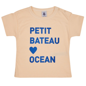 vaatteet Lapset Lyhythihainen t-paita Petit Bateau FAON Beige / Sininen