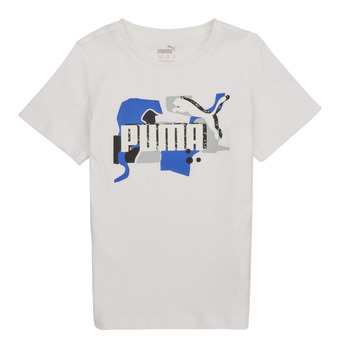 vaatteet Pojat Lyhythihainen t-paita Puma ESS COL LOGO Valkoinen / Sininen