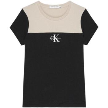 vaatteet Tytöt Lyhythihainen t-paita Calvin Klein Jeans  Musta