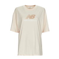 vaatteet Naiset Lyhythihainen t-paita New Balance Essentials Stacked Logo T-Shirt Beige
