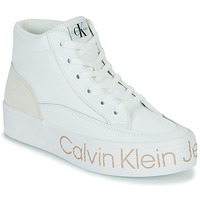 kengät Naiset Korkeavartiset tennarit Calvin Klein Jeans VULC FLATF MID WRAP AROUND LOGO Valkoinen