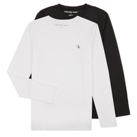 vaatteet Pojat T-paidat pitkillä hihoilla Calvin Klein Jeans 2-PACK MONOGRAM TOP LS X2 Musta / Valkoinen