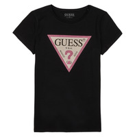vaatteet Tytöt Lyhythihainen t-paita Guess SS T SHIRT Musta / Vaaleanpunainen