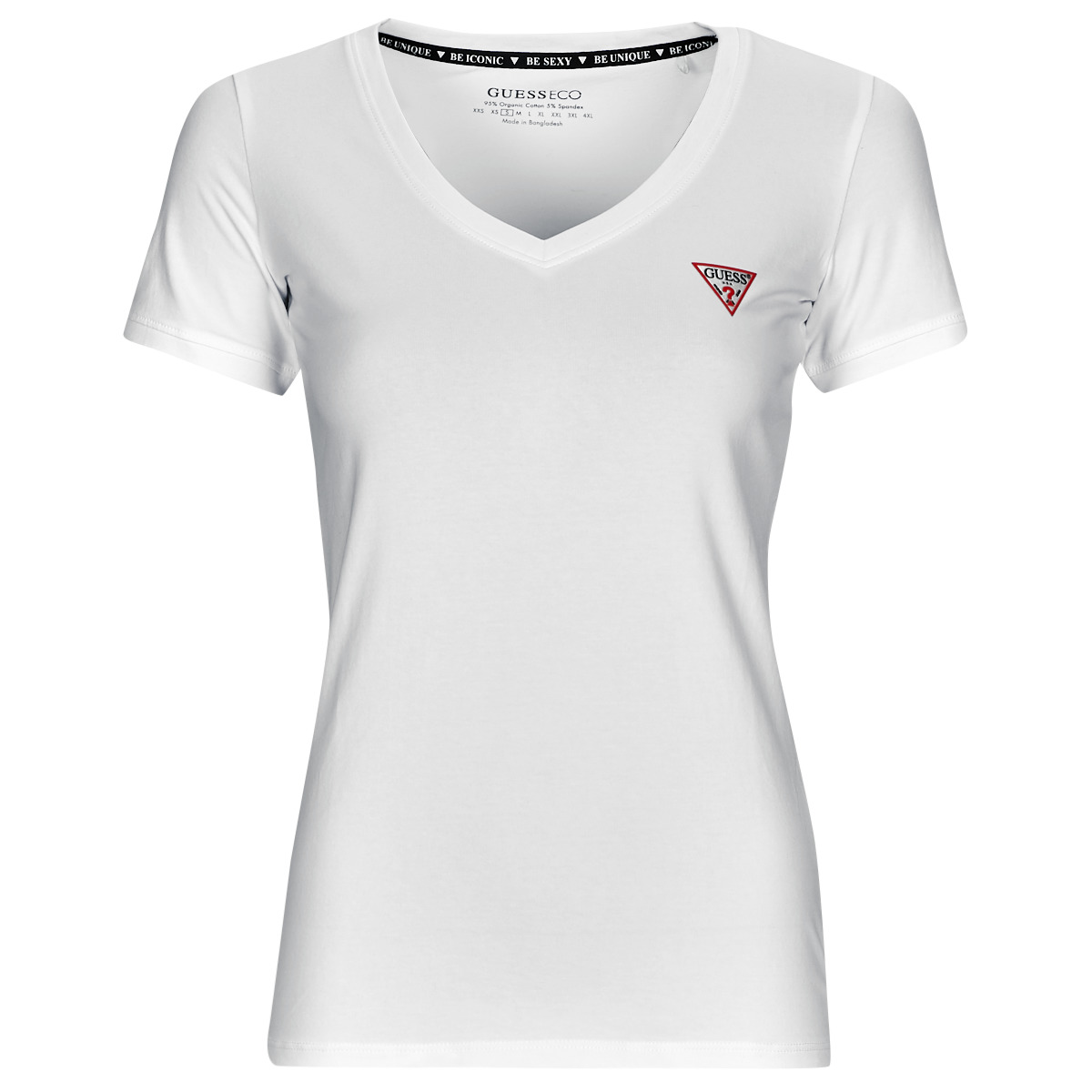 vaatteet Naiset Lyhythihainen t-paita Guess SS VN MINI TRIANGLE TEE Valkoinen