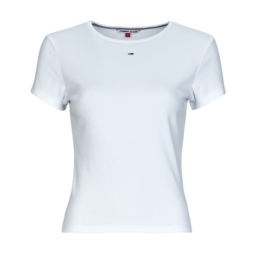 vaatteet Naiset Lyhythihainen t-paita Tommy Jeans TJW BBY ESSENTIAL RIB SS Valkoinen