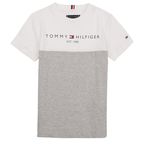 vaatteet Pojat Lyhythihainen t-paita Tommy Hilfiger ESSENTIAL COLORBLOCK TEE S/S Valkoinen / Harmaa