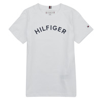 vaatteet Lapset Lyhythihainen t-paita Tommy Hilfiger U HILFIGER ARCHED TEE Valkoinen