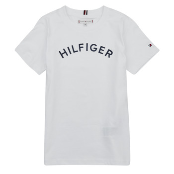 vaatteet Lapset Lyhythihainen t-paita Tommy Hilfiger U HILFIGER ARCHED TEE Valkoinen