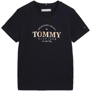 vaatteet Tytöt Lyhythihainen t-paita Tommy Hilfiger  Sininen