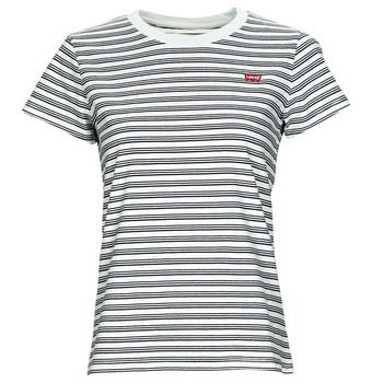 vaatteet Naiset Lyhythihainen t-paita Levi's PERFECT TEE Monivärinen / Raita  / Kalkki / Sininen