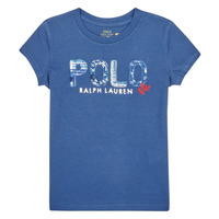 vaatteet Tytöt Lyhythihainen t-paita Polo Ralph Lauren SS POLO TEE-KNIT SHIRTS-T-SHIRT Sininen