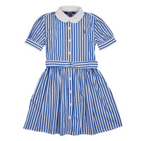 vaatteet Tytöt Lyhyt mekko Polo Ralph Lauren MAGALIE DRS-DRESSES-DAY DRESS Sininen / Valkoinen