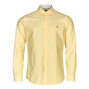 vaatteet Miehet Pitkähihainen paitapusero Polo Ralph Lauren CHEMISE COUPE DROITE EN OXFORD Keltainen