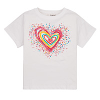 vaatteet Tytöt Lyhythihainen t-paita Desigual TS_HEART Valkoinen / Monivärinen