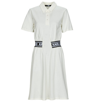 vaatteet Naiset Lyhyt mekko Karl Lagerfeld PIQUE POLO DRESS Valkoinen / Musta