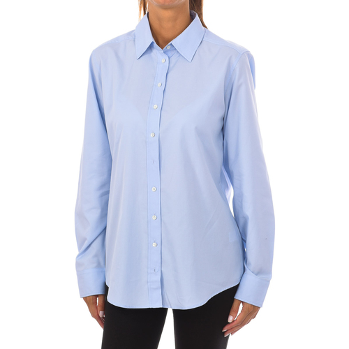 vaatteet Naiset T-paidat pitkillä hihoilla Van Laack 90113M-715 Sininen