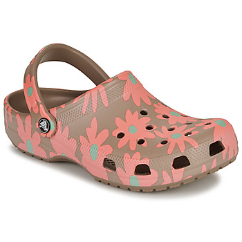 kengät Naiset Puukengät Crocs Classic Retro Resort Clog Beige / Vaaleanpunainen