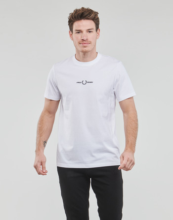vaatteet Miehet Lyhythihainen t-paita Fred Perry EMBROIDERED T-SHIRT Valkoinen