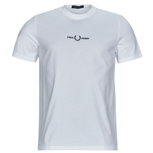 vaatteet Miehet Lyhythihainen t-paita Fred Perry EMBROIDERED T-SHIRT Valkoinen