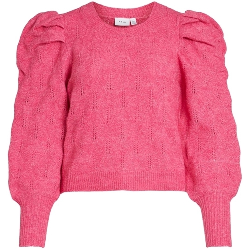 vaatteet Naiset Neulepusero Vila Knit Elania L/S - Fandango Pink Vaaleanpunainen