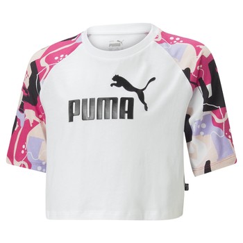 vaatteet Tytöt Lyhythihainen t-paita Puma G ESS+ ART RAGLAN TEE Valkoinen
