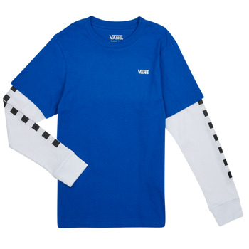 vaatteet Pojat T-paidat pitkillä hihoilla Vans LONG CHECK TWOFER BOYS Sininen / Valkoinen
