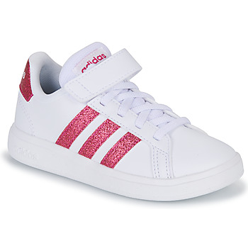 kengät Tytöt Matalavartiset tennarit Adidas Sportswear GRAND COURT 2.0 EL Valkoinen / Vaaleanpunainen / Glitter