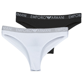 Alusvaatteet Naiset Pikkuhousut Emporio Armani ICONIC COTTON X2 Musta / Valkoinen