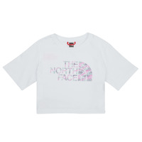 vaatteet Tytöt Lyhythihainen t-paita The North Face Girls S/S Crop Easy Tee Valkoinen