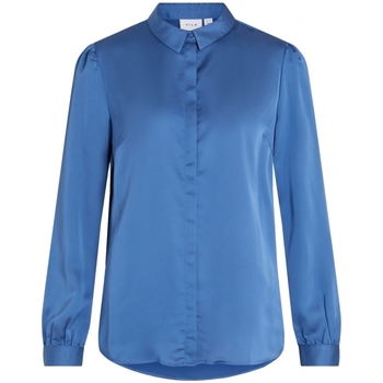 vaatteet Naiset Topit / Puserot Vila Camisa Ellette Satin L/S - Federal Blue Sininen