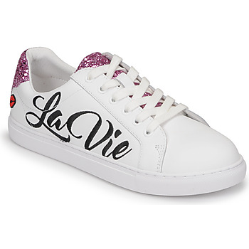 kengät Naiset Matalavartiset tennarit Bons baisers de Paname SIMONE LA VIE EN ROSE Valkoinen / Vaaleanpunainen