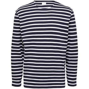 vaatteet Miehet T-paidat & Poolot Selected Noos Briac Stripe L/S T-Shirt - Navy Blazer Sininen