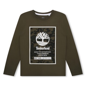 vaatteet Pojat T-paidat pitkillä hihoilla Timberland T25U27-655-C Khaki