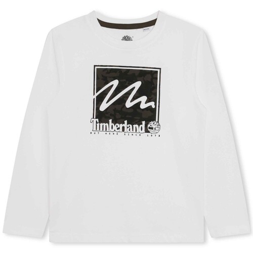 vaatteet Pojat Lyhythihainen t-paita Timberland T25U35-10P-J Valkoinen