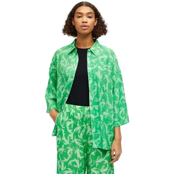 vaatteet Naiset Topit / Puserot Object Shirt Rio 3/4 - Fern Green Vihreä