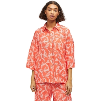 vaatteet Naiset Topit / Puserot Object Shirt Rio 3/4 - Hot Coral Oranssi
