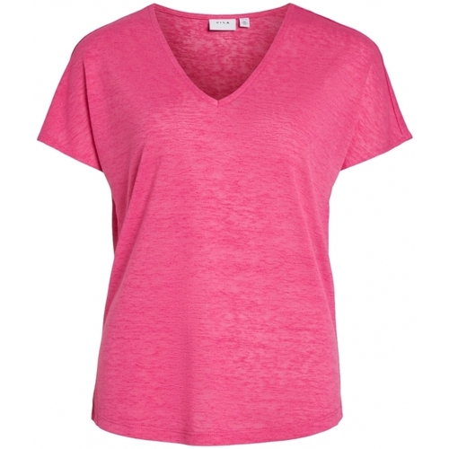 vaatteet Naiset Topit / Puserot Vila Top Amer S/S - Pink Yarrow Vaaleanpunainen