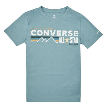 vaatteet Pojat Lyhythihainen t-paita Converse WORDMARKCHESTSTRIPE Sininen