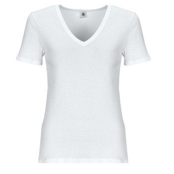 vaatteet Naiset Lyhythihainen t-paita Petit Bateau MC COL V Valkoinen