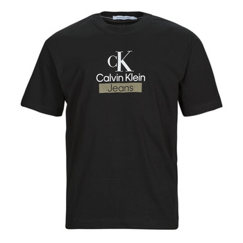 vaatteet Miehet Lyhythihainen t-paita Calvin Klein Jeans STACKED ARCHIVAL TEE Musta