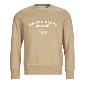 vaatteet Miehet Svetari Calvin Klein Jeans VARSITY CURVE CREW NECK Beige