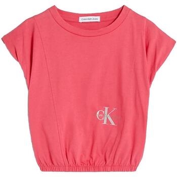 vaatteet Tytöt Lyhythihainen t-paita Calvin Klein Jeans  Vaaleanpunainen