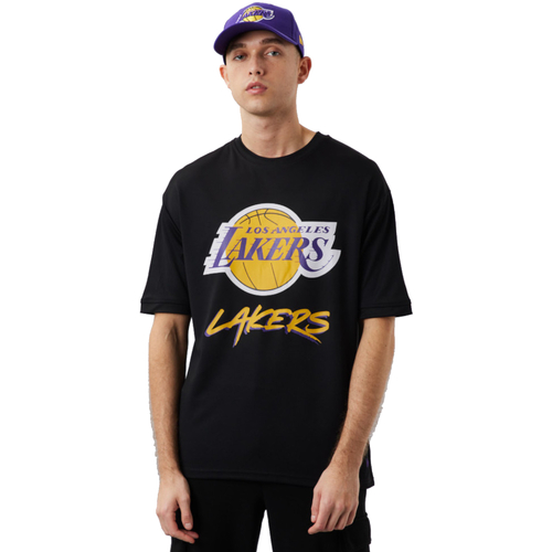 vaatteet Miehet Lyhythihainen t-paita New-Era NBA Los Angeles Lakers Script Mesh Tee Musta