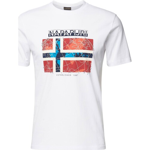 vaatteet Miehet Lyhythihainen t-paita Napapijri 210599 Valkoinen