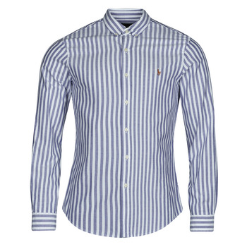 vaatteet Miehet Pitkähihainen paitapusero Polo Ralph Lauren CHEMISE COUPE DROITE EN OXFORD Sininen / Valkoinen
