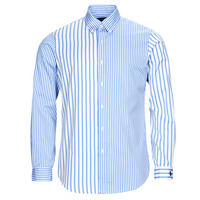 vaatteet Miehet Pitkähihainen paitapusero Polo Ralph Lauren CHEMISE AJUSTEE EN POPLINE DE COTON COL BOUTONNE Sininen / Valkoinen