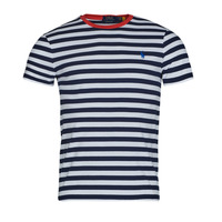 vaatteet Miehet Lyhythihainen t-paita Polo Ralph Lauren T-SHIRT AJUSTE EN COTON MARINIERE Laivastonsininen / Valkoinen / Punainen